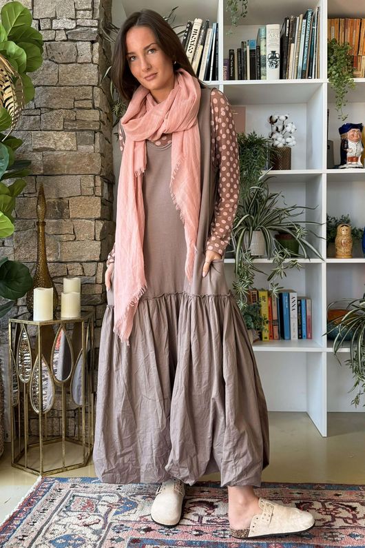 Paloma Bubble Hem Layering Dress Mocha